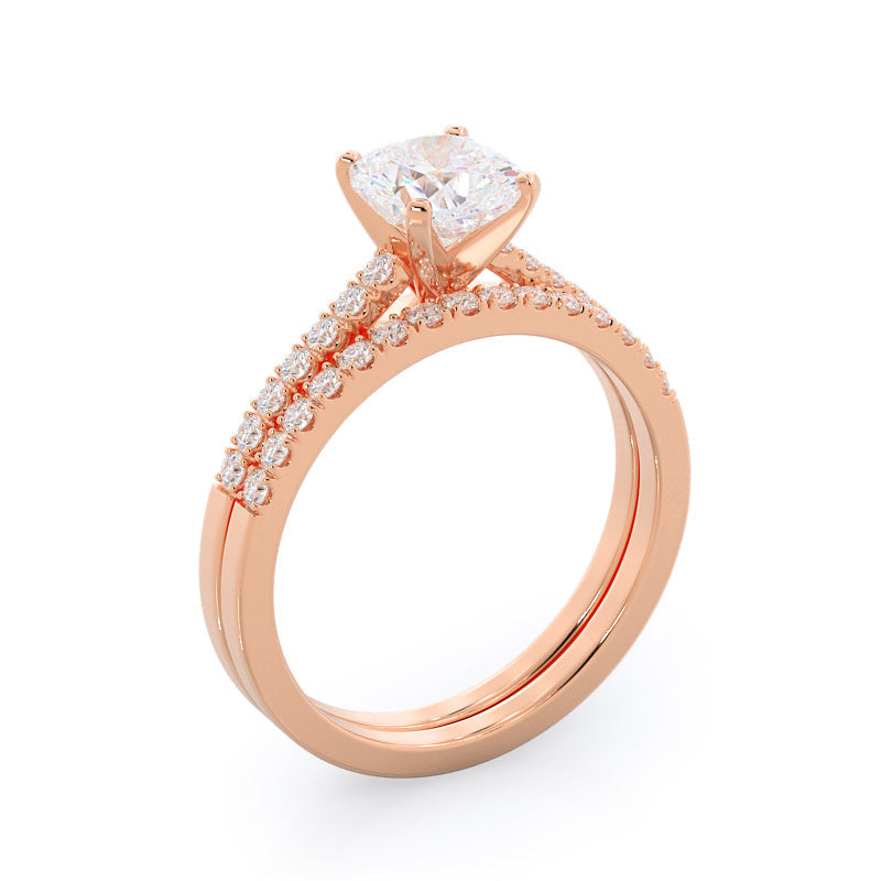 Open Cathedral Empress Diamond Wedding Band with Lab Cut Diamond in 14KT Rose Gold view 3
