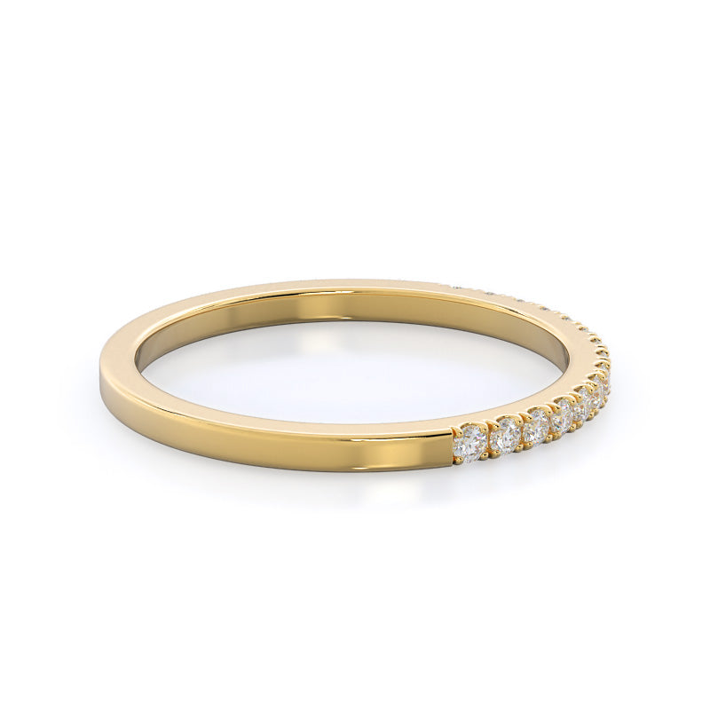 Open Cathedral Empress Diamond Wedding Band with Lab Cut Diamond in 14KT Yellow Gold view 4
