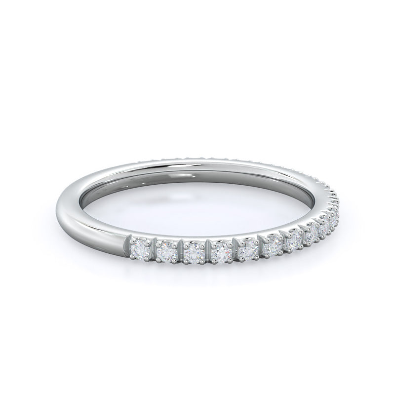 Open French Cut Pave Diamond Wedding Band with 18KT White Gold Cut Diamond in 14KT White Gold view 4
