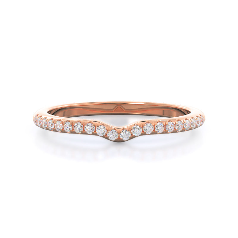 Micropave Diamond Wedding Band with 18KT Rose Gold Cut Diamond in 14KT Rose Gold view 1
