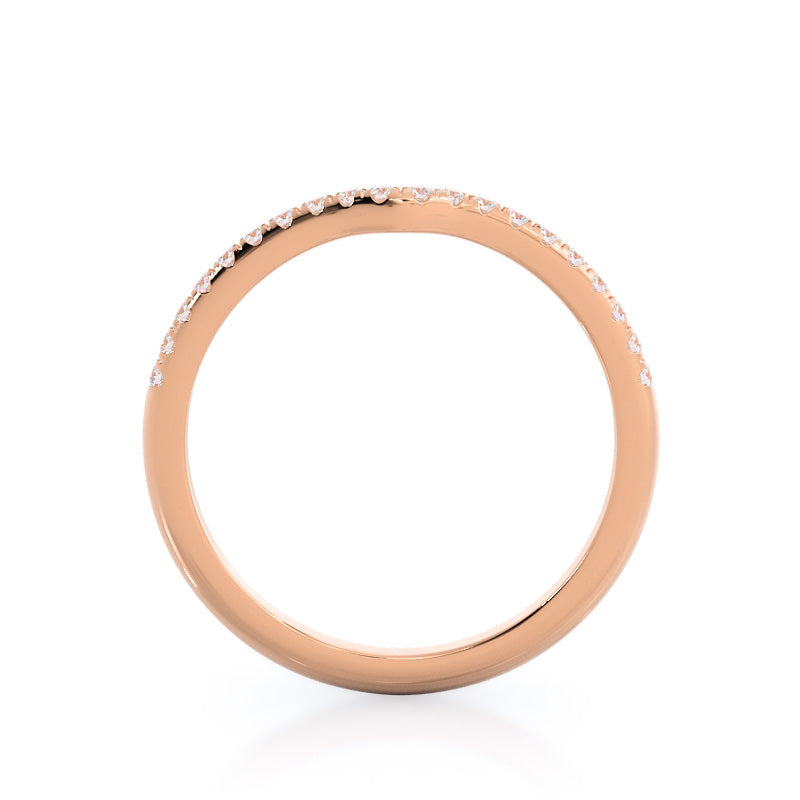 Micropave Diamond Wedding Band with 18KT Rose Gold Cut Diamond in 14KT Rose Gold view 2
