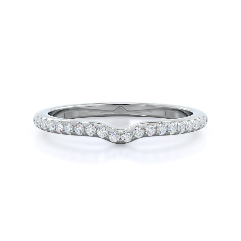 Micropave Diamond Wedding Band with 18KT White Gold Cut Diamond in 14KT White Gold view 1
