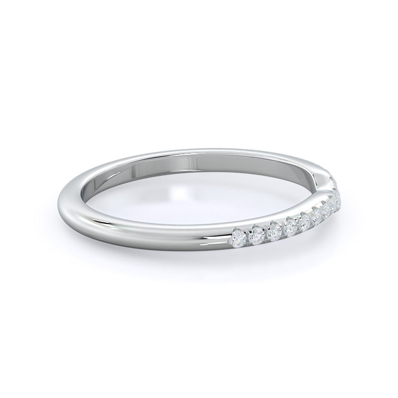 Micropave Diamond Wedding Band with 18KT White Gold Cut Diamond in 14KT White Gold view 4
