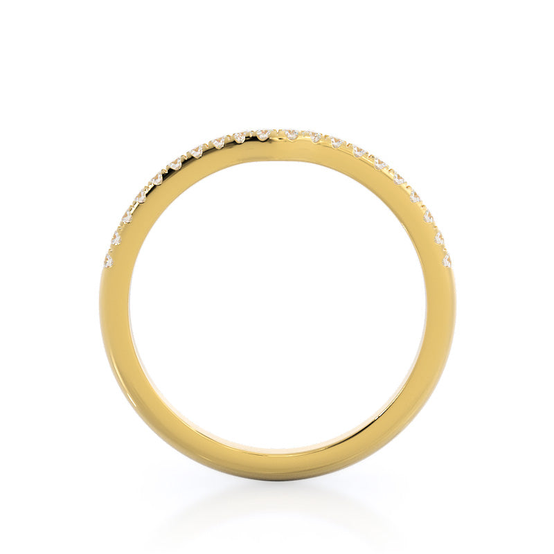 Micropave Diamond Wedding Band with 18KT Yellow Gold Cut Diamond in 14KT Yellow Gold view 2
