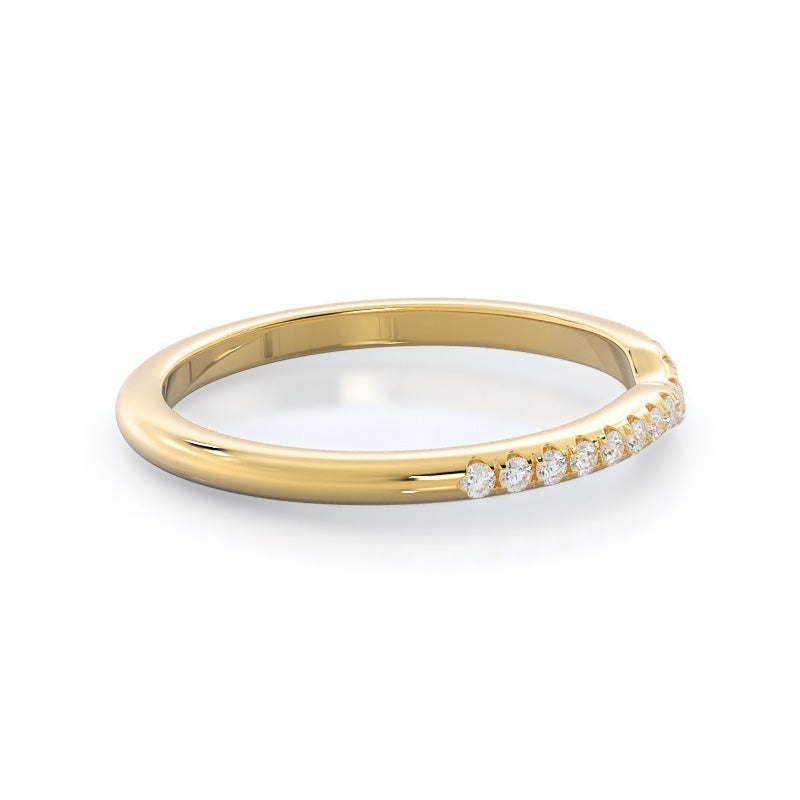 Micropave Diamond Wedding Band with 18KT Yellow Gold Cut Diamond in 14KT Yellow Gold view 4
