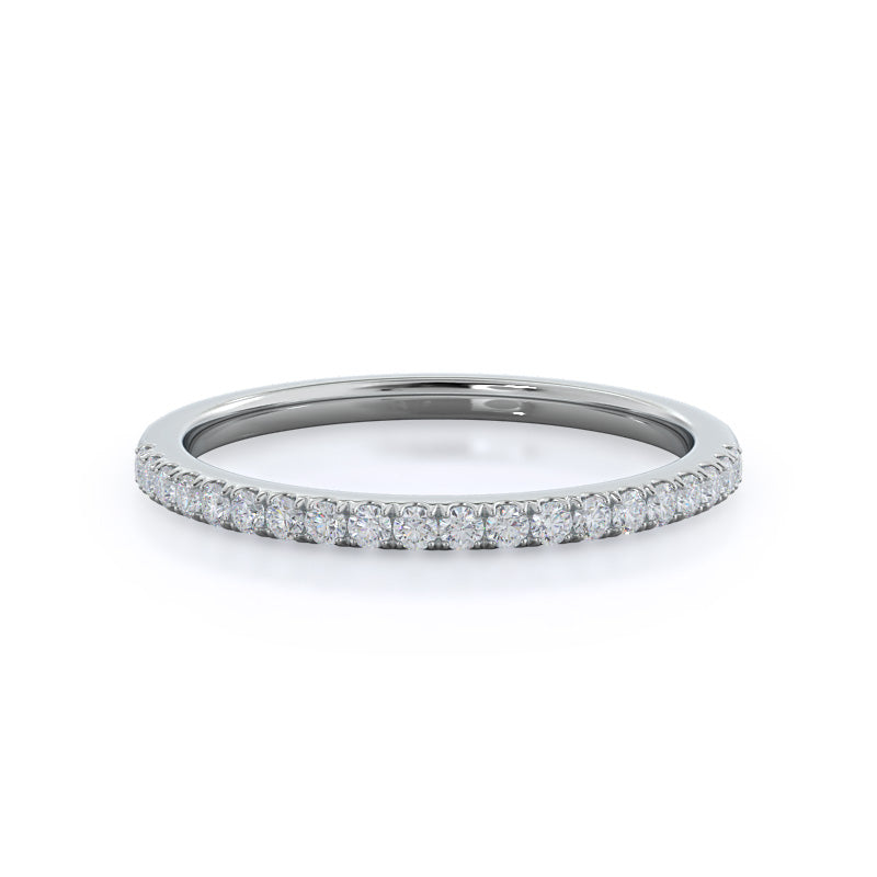 Classic Pave Diamond Wedding Band with 18KT White Gold Cut Diamond in 14KT White Gold view 1
