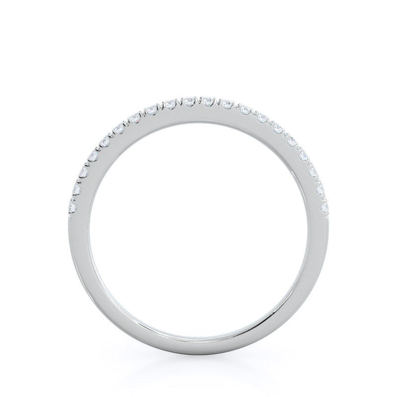 Classic Pave Diamond Wedding Band with 18KT White Gold Cut Diamond in 14KT White Gold view 2
