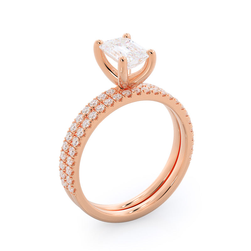 Petite Micro Pave Diamond Engagement Ring with Oval Cut Diamond in 14KT Rose Gold view 7
