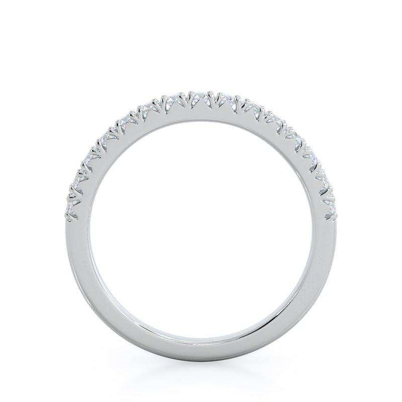French Basket Pave Diamond Wedding Band with 18KT White Gold Cut Diamond in 14KT White Gold view 2
