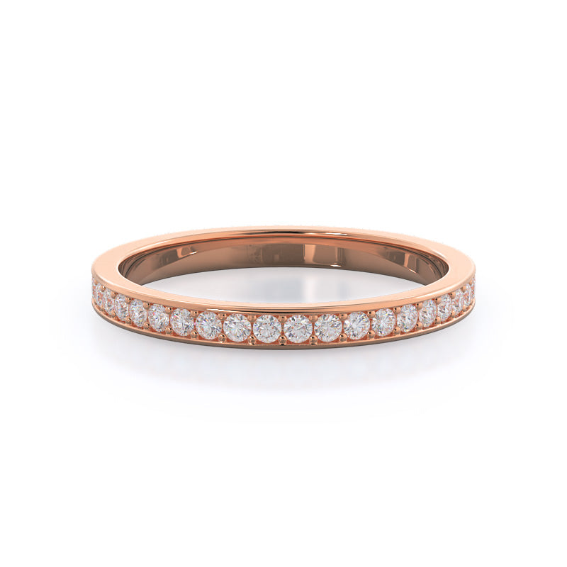 Channel & Pave Basket Diamond Wedding Band with Lab Cut Diamond in 14KT Rose Gold view 1

