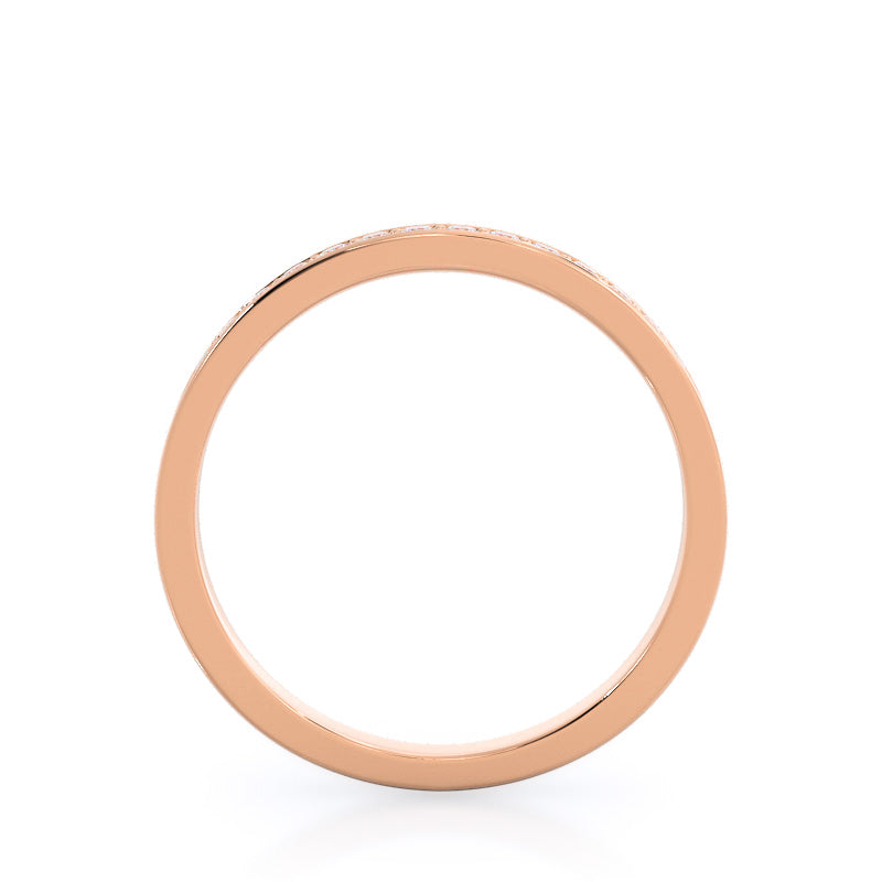 Channel & Pave Basket Diamond Wedding Band with Lab Cut Diamond in 14KT Rose Gold view 2
