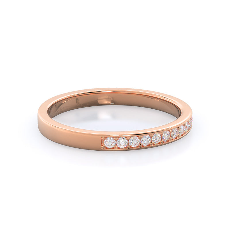 Channel & Pave Basket Diamond Wedding Band with Lab Cut Diamond in 14KT Rose Gold view 4
