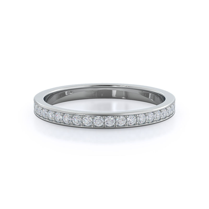 Channel & Pave Basket Diamond Wedding Band with Lab Cut Diamond in 14KT White Gold view 1
