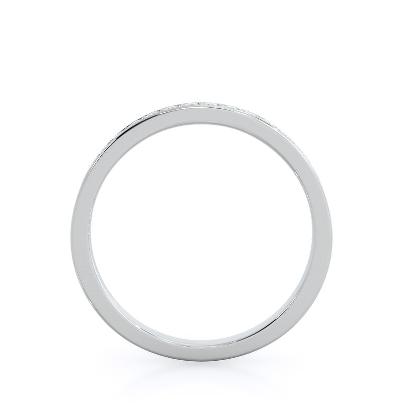 Channel & Pave Basket Diamond Wedding Band with Lab Cut Diamond in 14KT White Gold view 2
