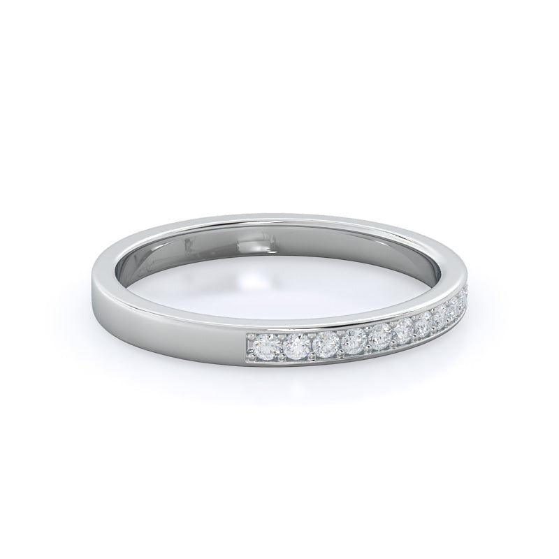 Channel & Pave Basket Diamond Wedding Band with Lab Cut Diamond in 14KT White Gold view 4
