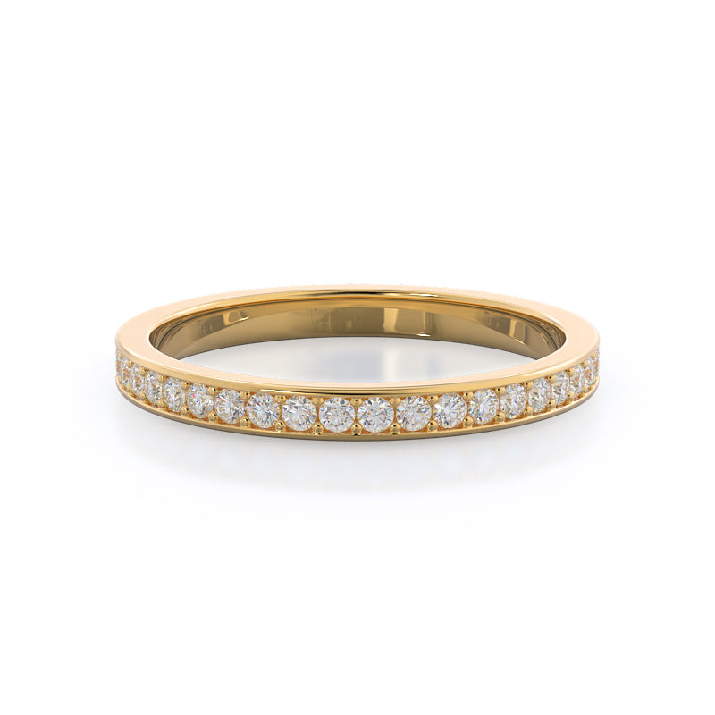 Channel & Pave Basket Diamond Wedding Band with Lab Cut Diamond in 14KT Yellow Gold view 1
