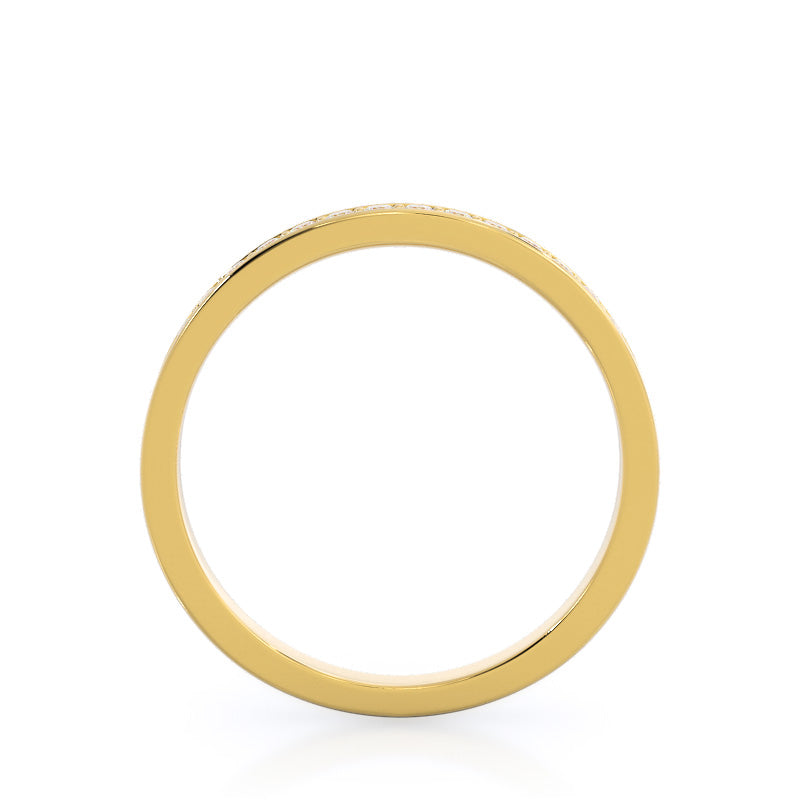 Channel & Pave Basket Diamond Wedding Band with Lab Cut Diamond in 14KT Yellow Gold view 2
