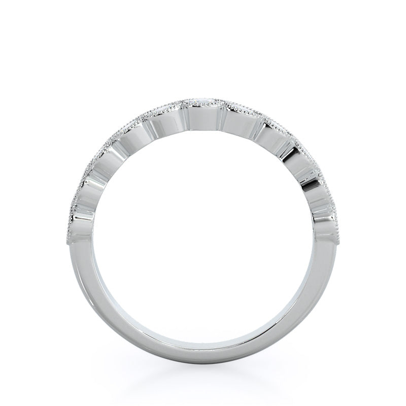 Migrain Bezel Diamond Wedding Band with Lab Cut Diamond in 14KT White Gold view 2

