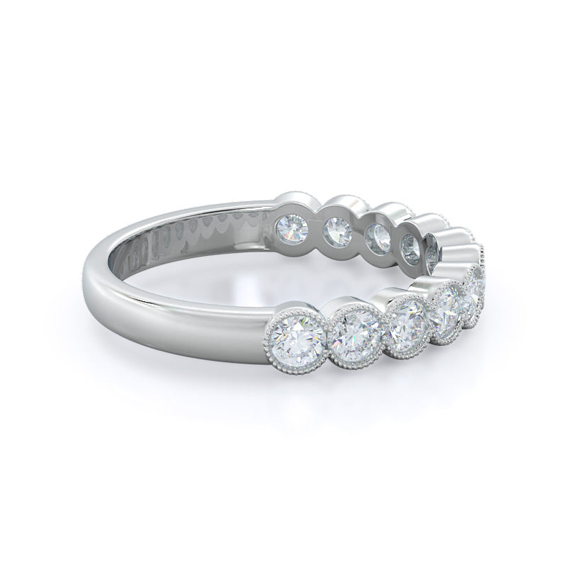 Migrain Bezel Diamond Wedding Band with Lab Cut Diamond in 14KT White Gold view 4
