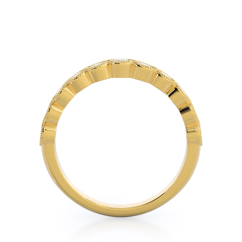 Migrain Bezel Diamond Wedding Band with Lab Cut Diamond in 14KT Yellow Gold view 2

