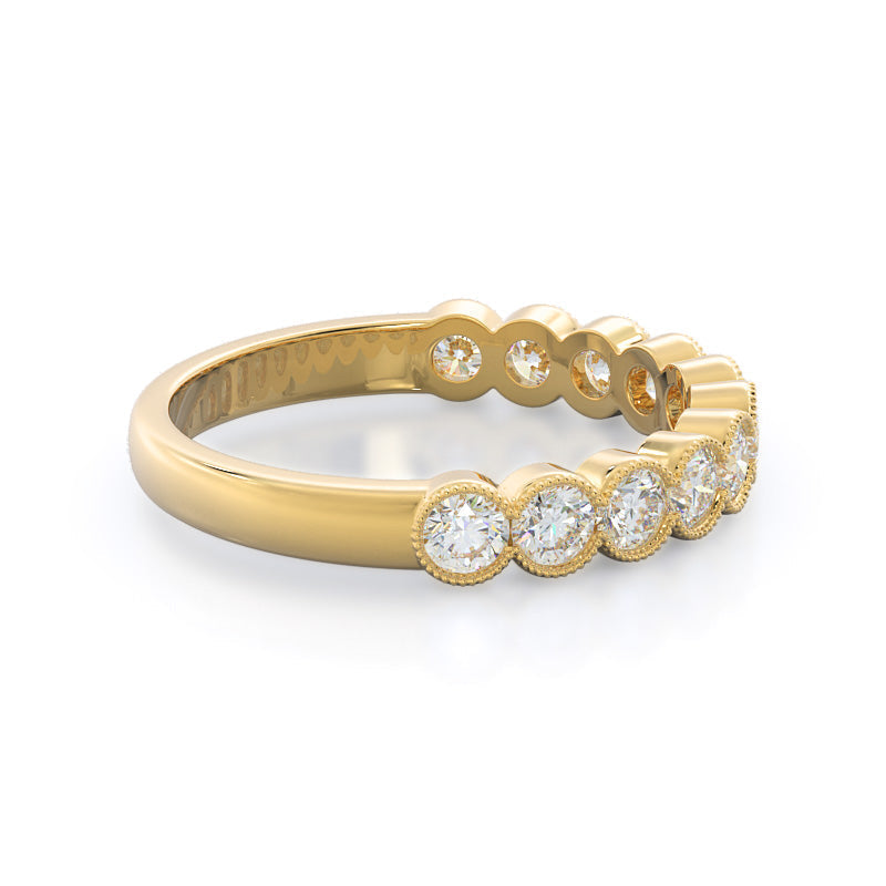 Migrain Bezel Diamond Wedding Band with Lab Cut Diamond in 14KT Yellow Gold view 4
