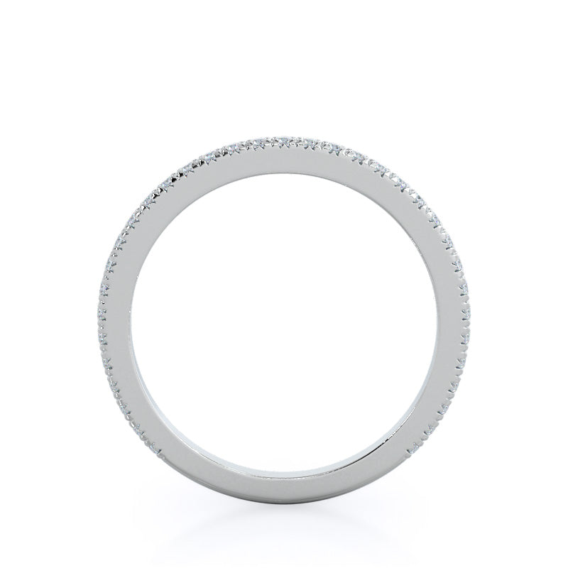 Petite French Set Diamond Wedding Band with 18KT White Gold Cut Diamond in 14KT White Gold view 2
