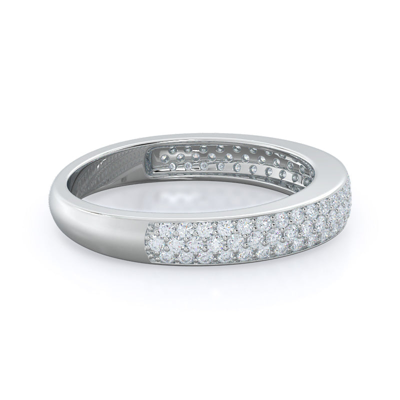 Three Row Micropave Diamond Wedding Band with 18KT White Gold Cut Diamond in 14KT White Gold view 4
