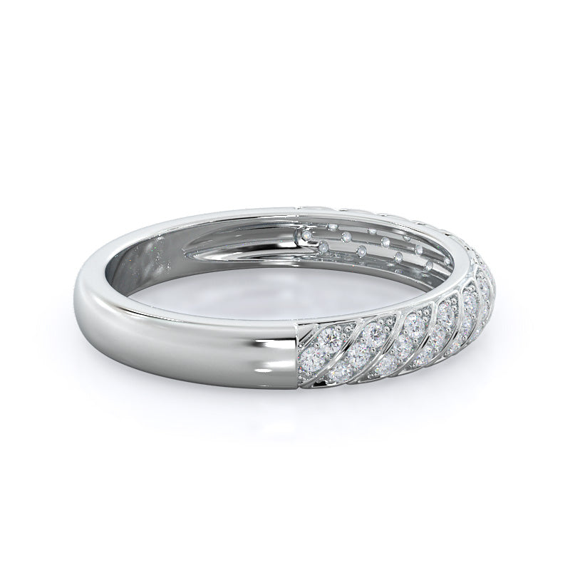 Braided Row Diamond Wedding Band with 18KT White Gold Cut Diamond in 14KT White Gold view 4
