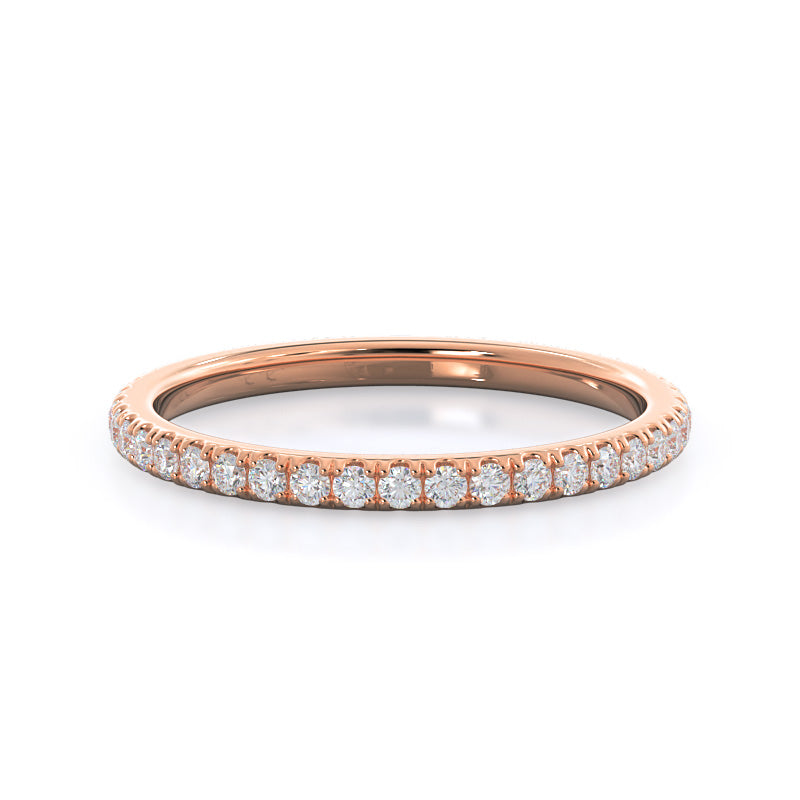 Pave Love Knot Diamond Wedding Band with 18KT Rose Gold Cut Diamond in 14KT Rose Gold view 1

