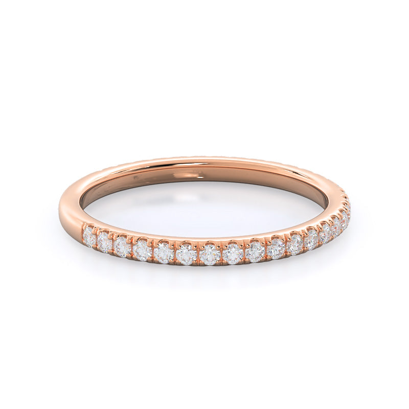 Pave Love Knot Diamond Wedding Band with 18KT Rose Gold Cut Diamond in 14KT Rose Gold view 4
