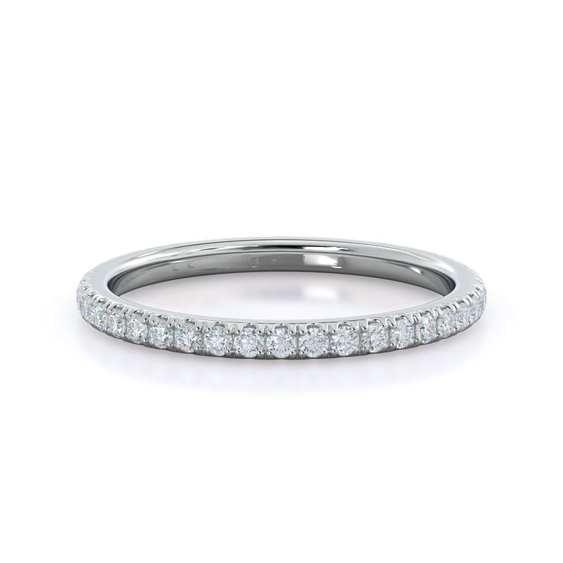 Pave Love Knot Diamond Wedding Band with 18KT White Gold Cut Diamond in 14KT White Gold view 1
