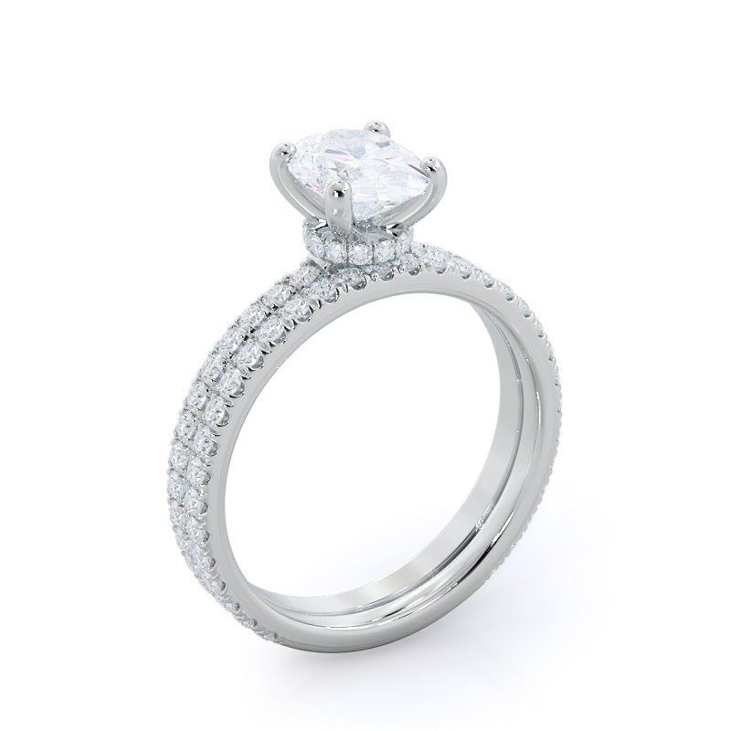 Pave Love Knot Diamond Engagement Ring with Round Cut Diamond in 14KT Platinum view 4
