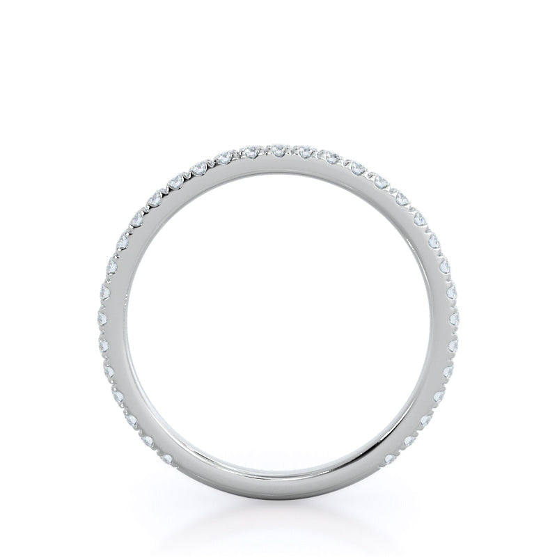 Pave Love Knot Diamond Wedding Band with 18KT White Gold Cut Diamond in 14KT White Gold view 2
