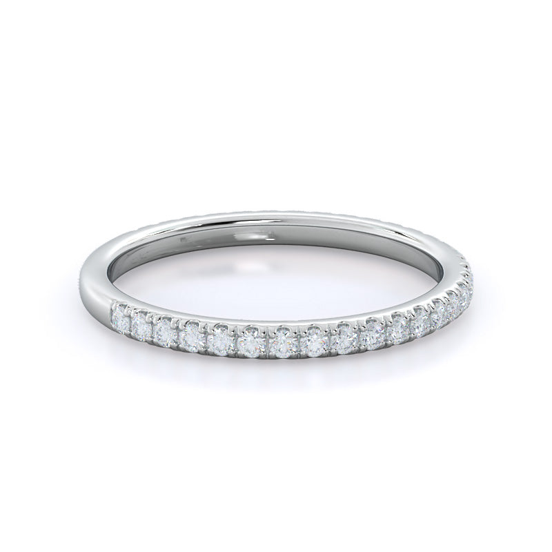 Pave Love Knot Diamond Wedding Band with 18KT White Gold Cut Diamond in 14KT White Gold view 4
