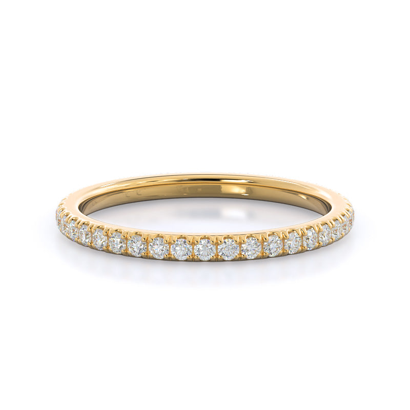 Pave Love Knot Diamond Wedding Band with 18KT Yellow Gold Cut Diamond in 14KT Yellow Gold view 1
