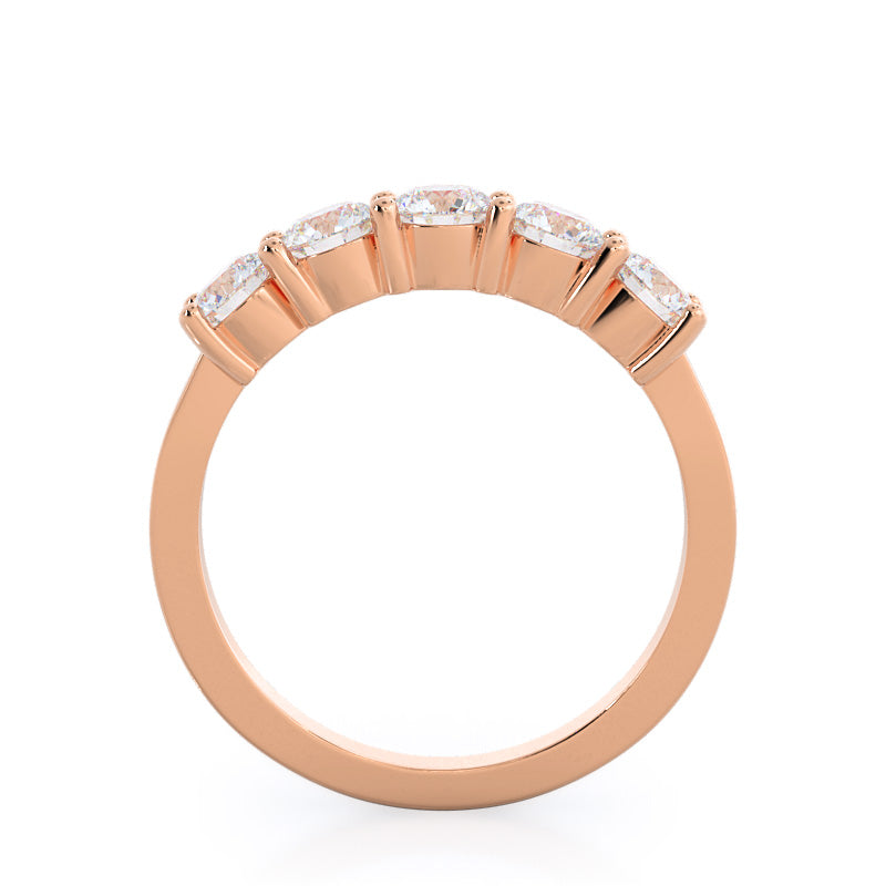 Five Stone Diamond Wedding Band with 18KT Rose Gold Cut Diamond in 14KT Rose Gold view 2
