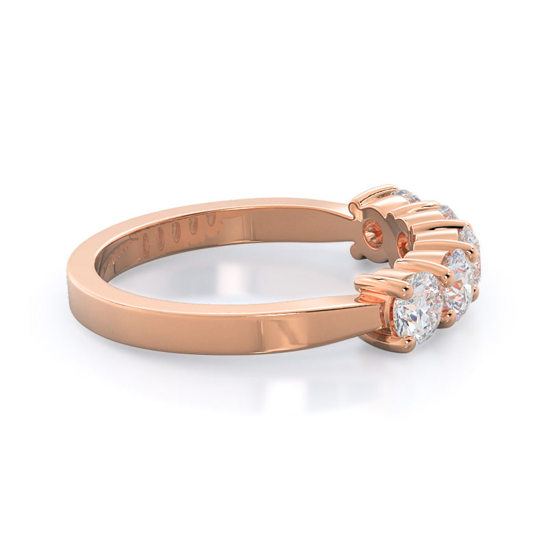 Five Stone Diamond Wedding Band with 18KT Rose Gold Cut Diamond in 14KT Rose Gold view 4
