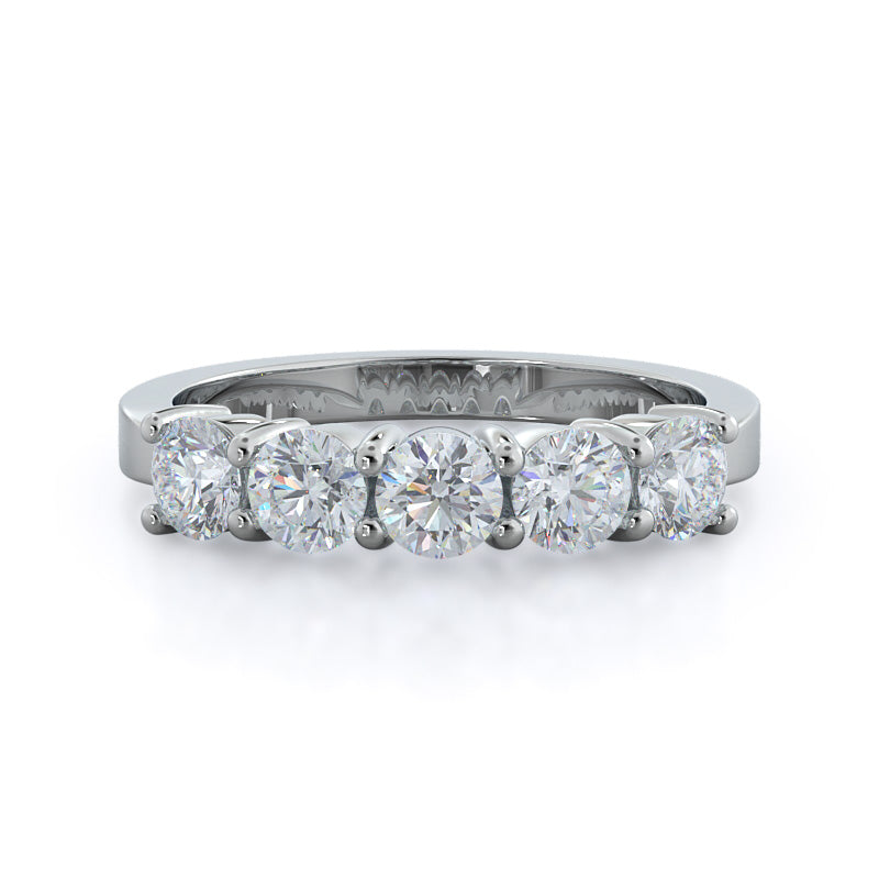 Five Stone Diamond Wedding Band with 18KT White Gold Cut Diamond in 14KT White Gold view 1
