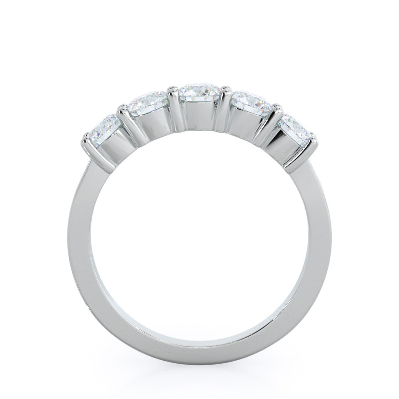 Five Stone Diamond Wedding Band with 18KT White Gold Cut Diamond in 14KT White Gold view 2
