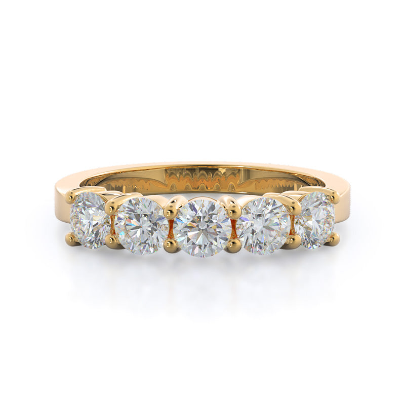 Five Stone Diamond Wedding Band with 18KT Yellow Gold Cut Diamond in 14KT Yellow Gold view 1
