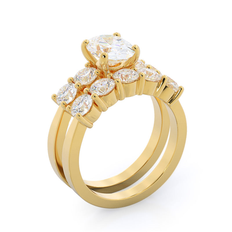 Five Stone Diamond Engagement Ring with Round Cut Diamond in 14KT Yellow Gold view 4
