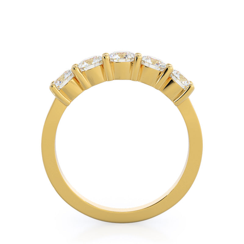 Five Stone Diamond Wedding Band with 18KT Yellow Gold Cut Diamond in 14KT Yellow Gold view 2
