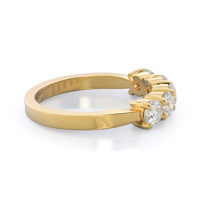 Five Stone Diamond Wedding Band with 18KT Yellow Gold Cut Diamond in 14KT Yellow Gold view 4
