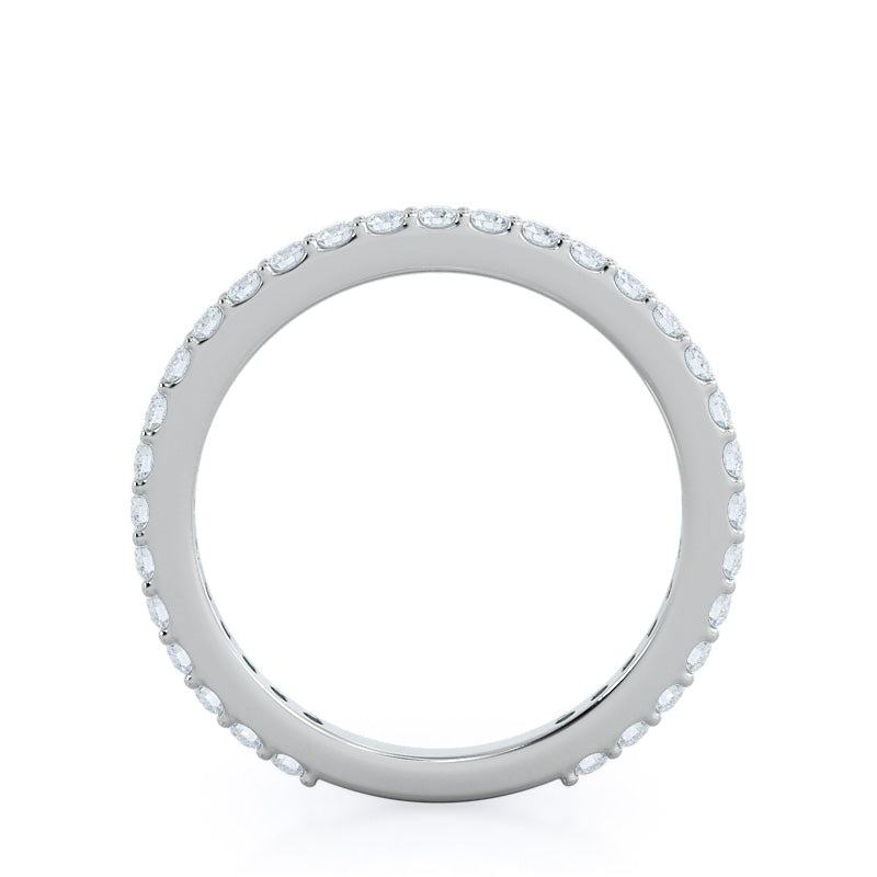 Pave Diamond Halo Wedding Band with 18KT White Gold Cut Diamond in 14KT White Gold view 2
