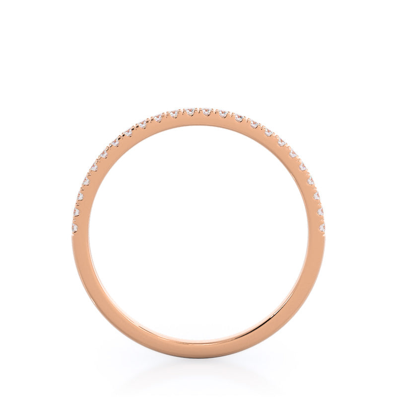 Plain Shank Halo Diamond Wedding Band with 18KT Rose Gold Cut Diamond in 14KT Rose Gold view 2
