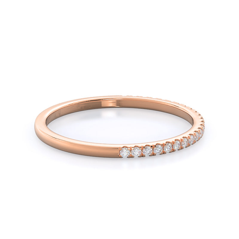 Plain Shank Halo Diamond Wedding Band with 18KT Rose Gold Cut Diamond in 14KT Rose Gold view 4
