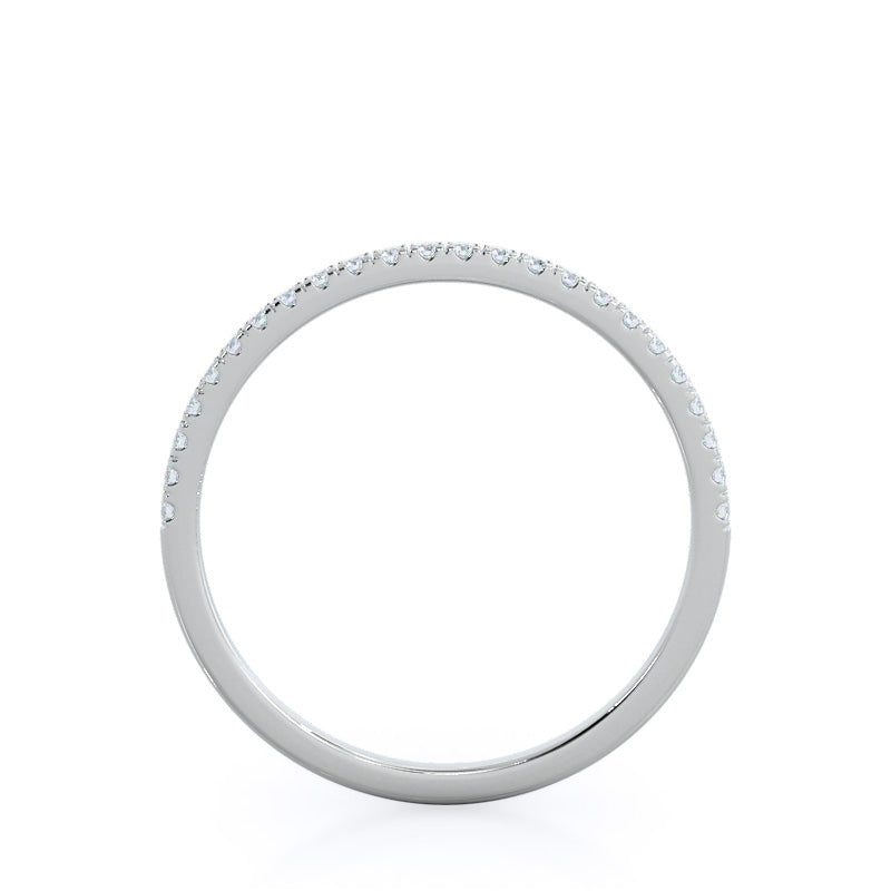 Plain Shank Halo Diamond Wedding Band with 18KT White Gold Cut Diamond in 14KT White Gold view 2
