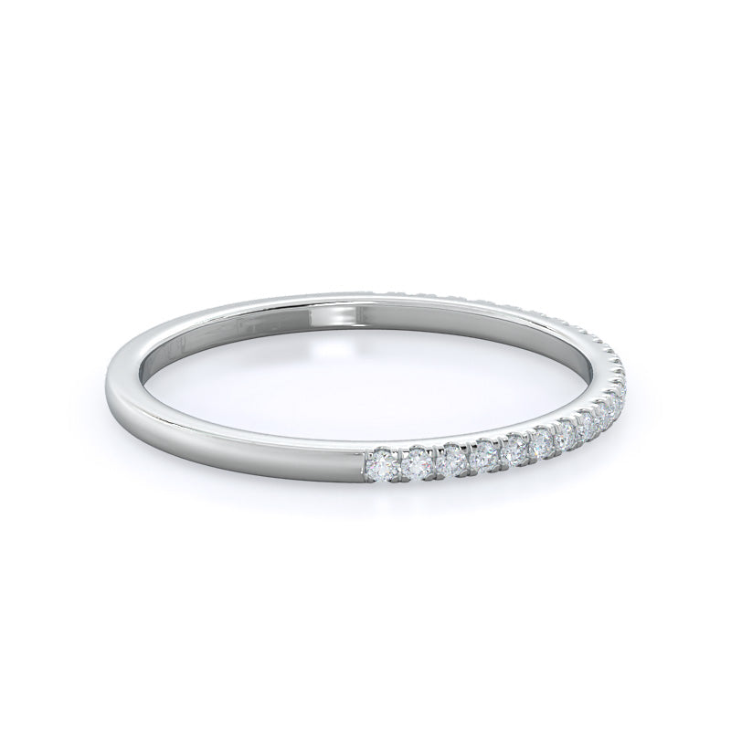 Plain Shank Halo Diamond Wedding Band with 18KT White Gold Cut Diamond in 14KT White Gold view 4
