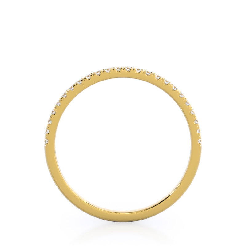 Plain Shank Halo Diamond Wedding Band with 18KT Yellow Gold Cut Diamond in 14KT Yellow Gold view 2
