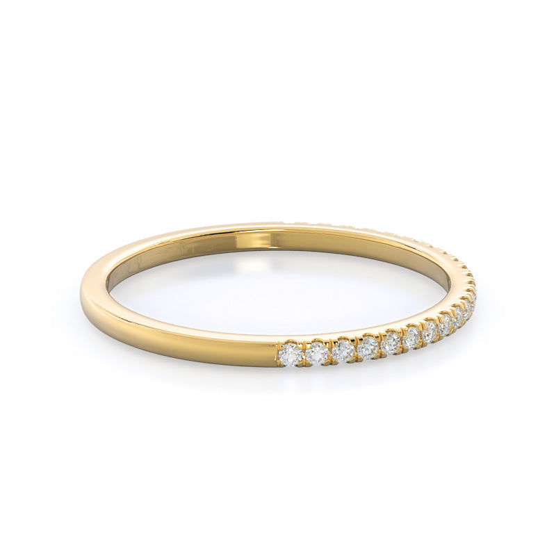 Plain Shank Halo Diamond Wedding Band with 18KT Yellow Gold Cut Diamond in 14KT Yellow Gold view 4
